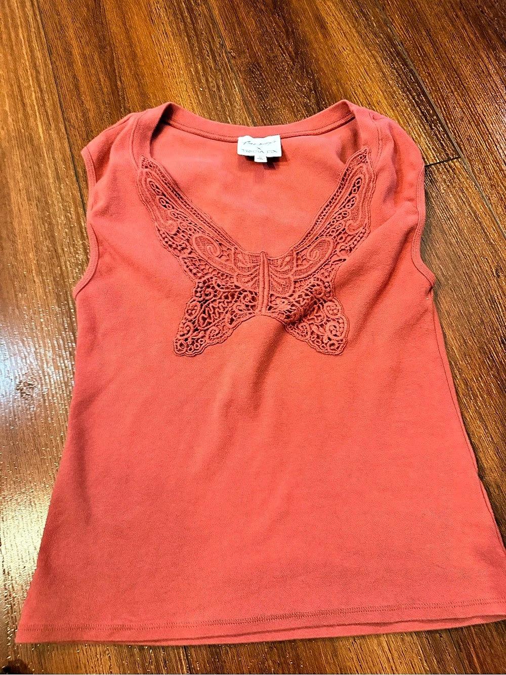 Free People x Tricia Fix Lace Detail Tank Top Coral XL